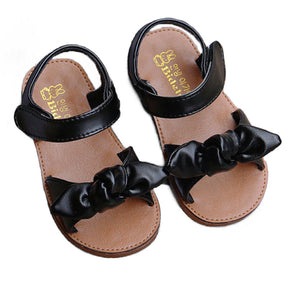 Open Toe Sandals for Toddler Girls with Bow Lightweight Kids Shoes-Black