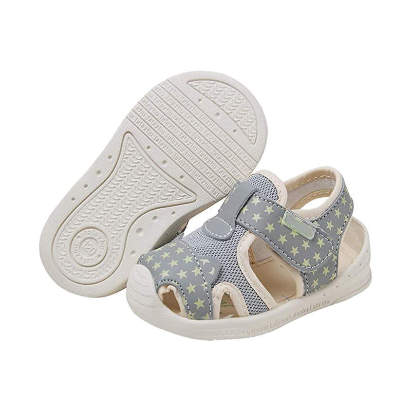 Baby Summer Sandals Mesh Rubbler Sole Outdoor Breathable Closed-Toe for Boys Girls-Grey