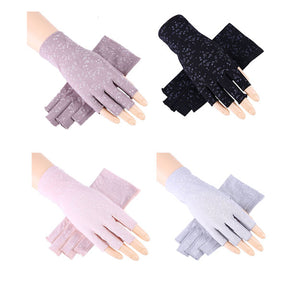 4 Pairs Women Gloves Summer Sunscreen Fingerless Gloves UV Protection Half Finger Gloves-A
