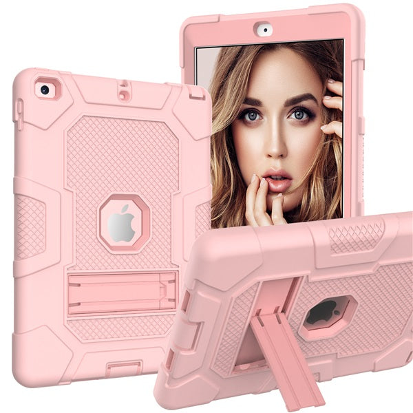 B3 Robot iPad Case Silicone Shockproof Protective Stand Cover For New iPad 9.7 2017/2018-RoseGold