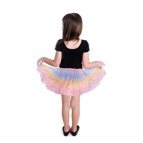 2 Pack Baby Girls Rainbow Skirt 4-Layer Tulle Princess Ballet Dress-Pink Purple