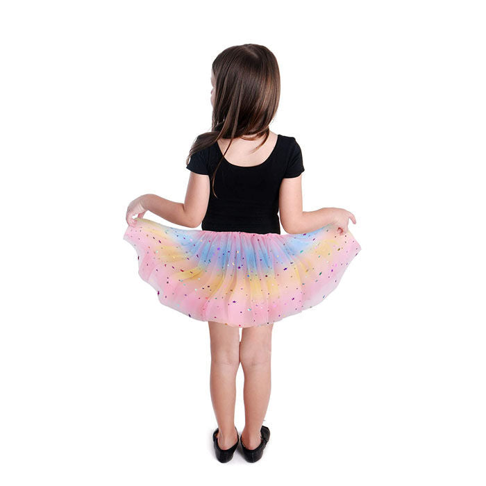 2 Pack Baby Girls Rainbow Skirt 4-Layer Tulle Princess Ballet Dress-Pink Purple