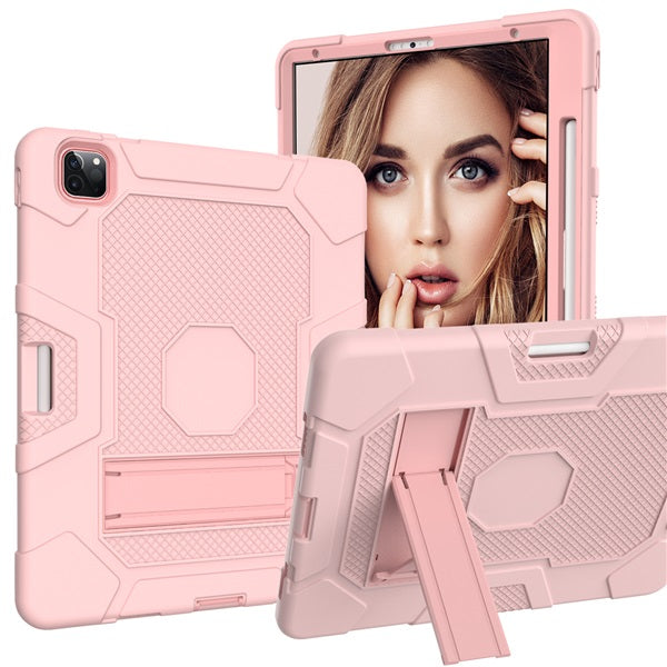 B3 Robot iPad Case Silicone Shockproof Protective Stand Cover For iPad Pro 12.9 2018/2020-RoseGold
