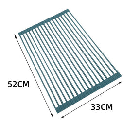 Over The Sink Multipurpose Roll-Up Dish Drying Rack 52*33CM-Blue