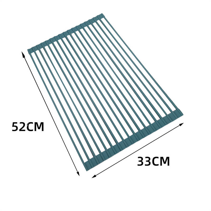 Over The Sink Multipurpose Roll-Up Dish Drying Rack 52*33CM-Blue