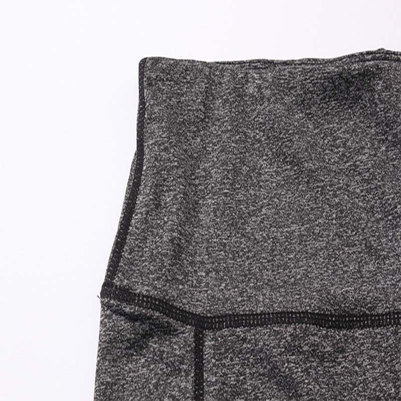 Women Yoga Shorts With Pockets High Waist Running Fitness Leggings Sports Quick Drying Tight Pants 2049-Gray