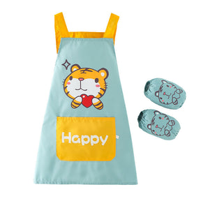 Children Cute Animal Pattern Painting Waterproof Apron Set-Tiger