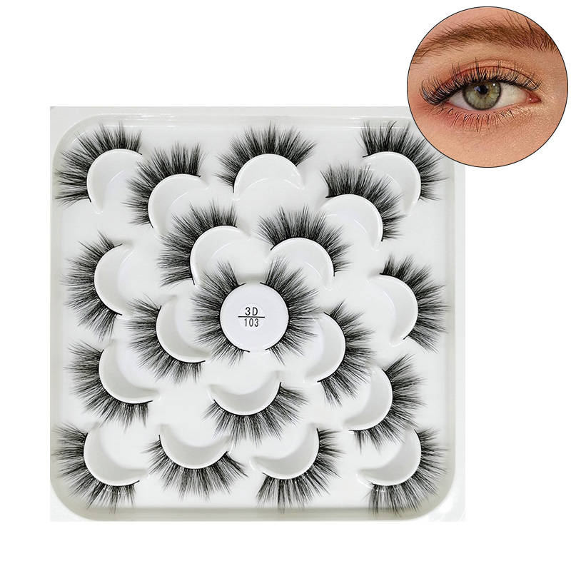 10 Pairs 3D False Eyelashes Reusable Wispy Cat Eye Natural Look Lashes-103