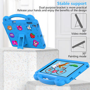 Strawberry Rugged iPad Case With Holder Shoulder Strap for PRO 9.7 Air1/ Air2-SkyBlue