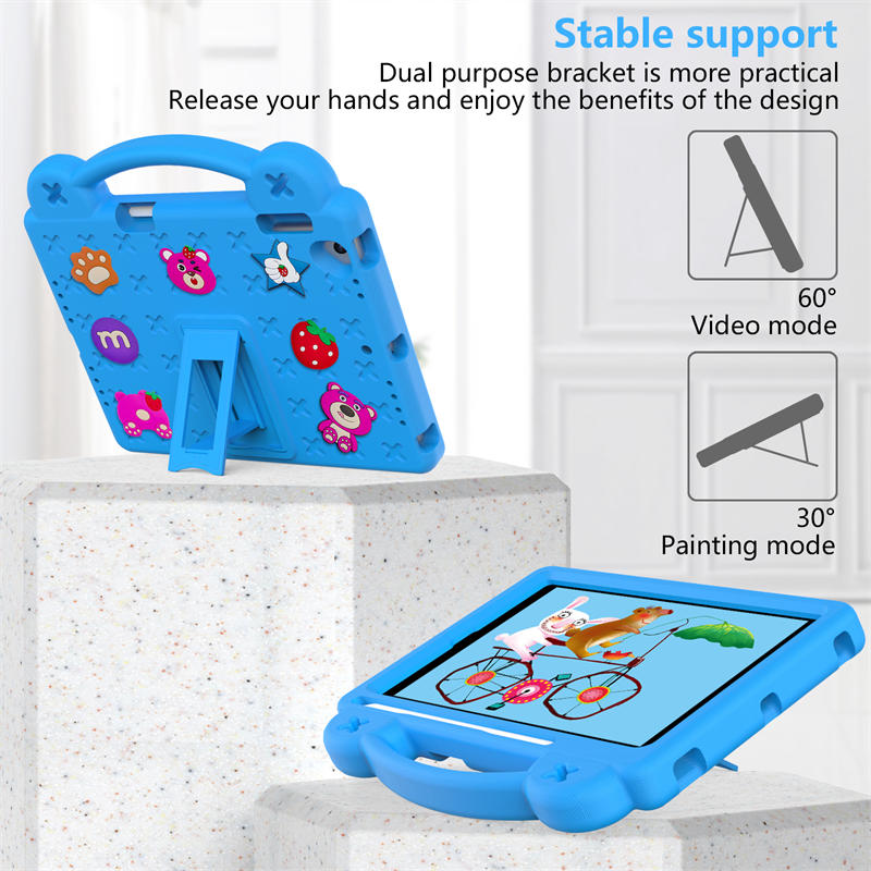 Strawberry Rugged iPad Case With Holder Shoulder Strap for PRO 9.7 Air1/ Air2-SkyBlue