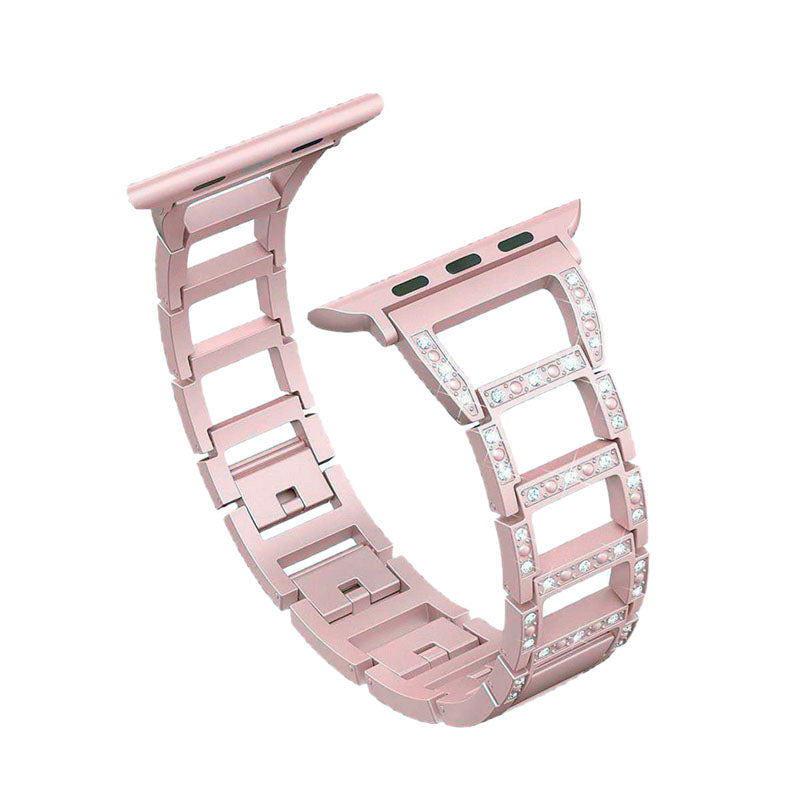 RZK Stainless Steel Watch Band Adjustable Wristbands for Apple IWatch Series SE/1/2/3/4/5/6 For Women-Rose Pink