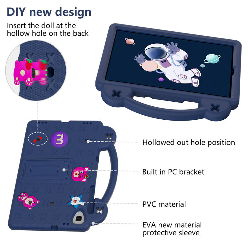 StrawberryTablet Case with Holder Shoulder Strap for Samsung 10.1 inch Galaxy Tab A T510/T515-NavyBlue