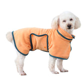 Dog Bathrobe Microfibre Fast Drying Pet Towel Adjustable Button Closure-Orange