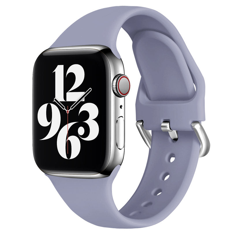Silicone Sport Replacement Strap with Classic Clasp for iWatch Series SE 6 5 4 3 2 1-LightPurple