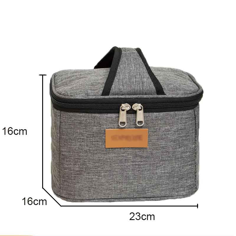 Portable Insulated Lunch Bag for Adults and Kids Waterproof Large Capacity Tote Bag-Grey