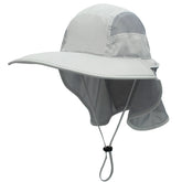 Unisex Outdoor Activities UV Protecting Sun Hats with Adjustable Neck Flap-Light gray