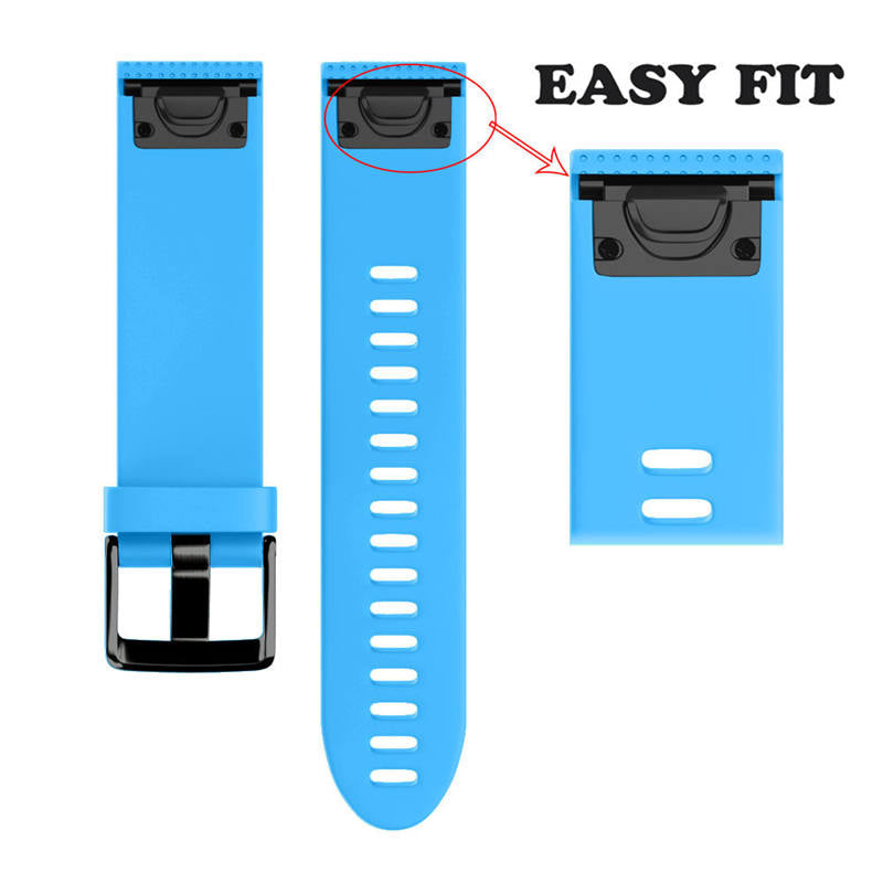 Watch Band For Garmin Fenix  Fenix 5S/ 5S Plus/6S/ 6S Pro Soft Silicone 20mm Replacement Strap Black Steel Buckle-Sky Blue