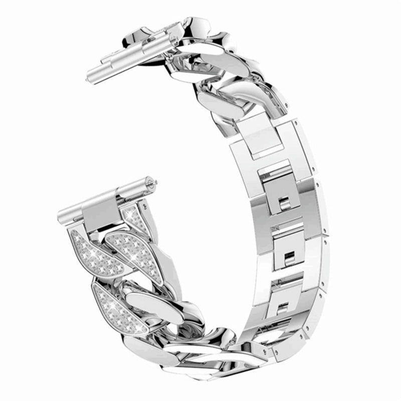 DPXZ 20MM Stainless Steel Bling Watch Band Quick Release Strap Replacement Wristband For Samsung For Women-Silver