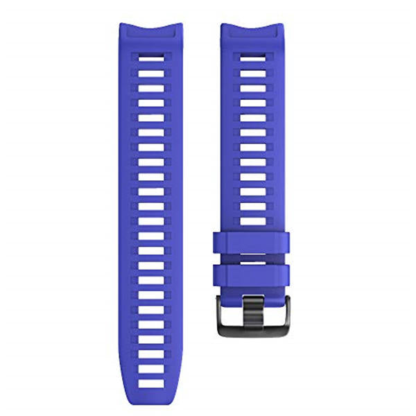 For Garmin Instinct Watchband Soft Silicone Adjustable Replacement Strap 22MM Black Steel Buckle-Sapphire
