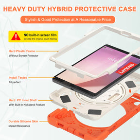 Tablet Case Heavy Duty with Swivel Stand for Lenovo Tab M8 4th Gen-Orange