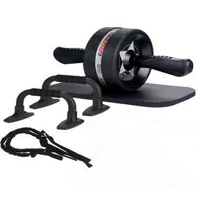 6-in-1 Abdominal Roller Kit with Knee Pads Resistance Band Pad Pusher Handle for Home Gym Equipment