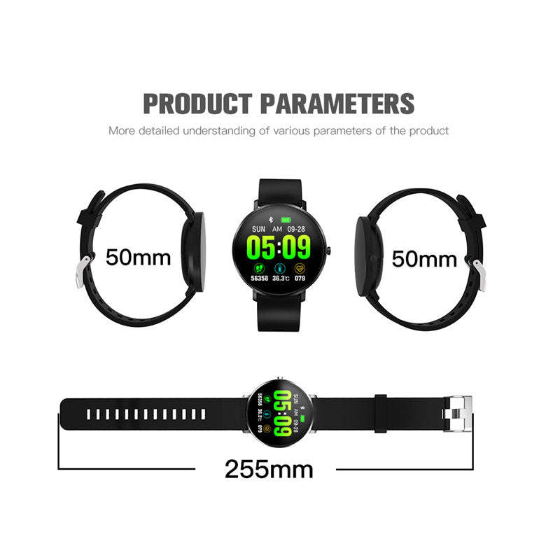 F25T Smart Watch with Heart Rate Blood Oxygen Sleep Monitor Pedometer-Black