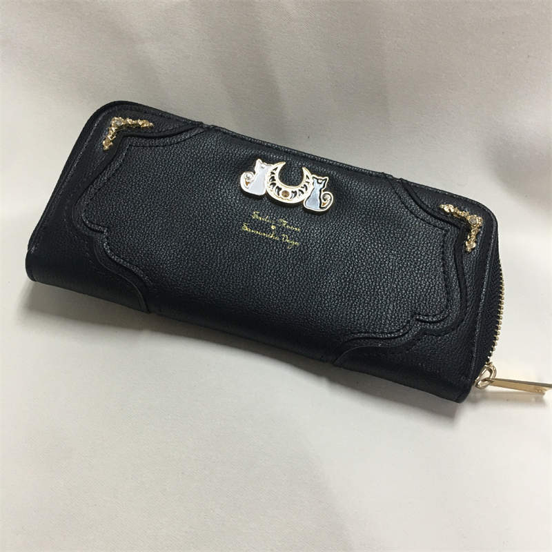 Women Sailor Moon Luna Leather Zipper Wallet Clutch Organizer