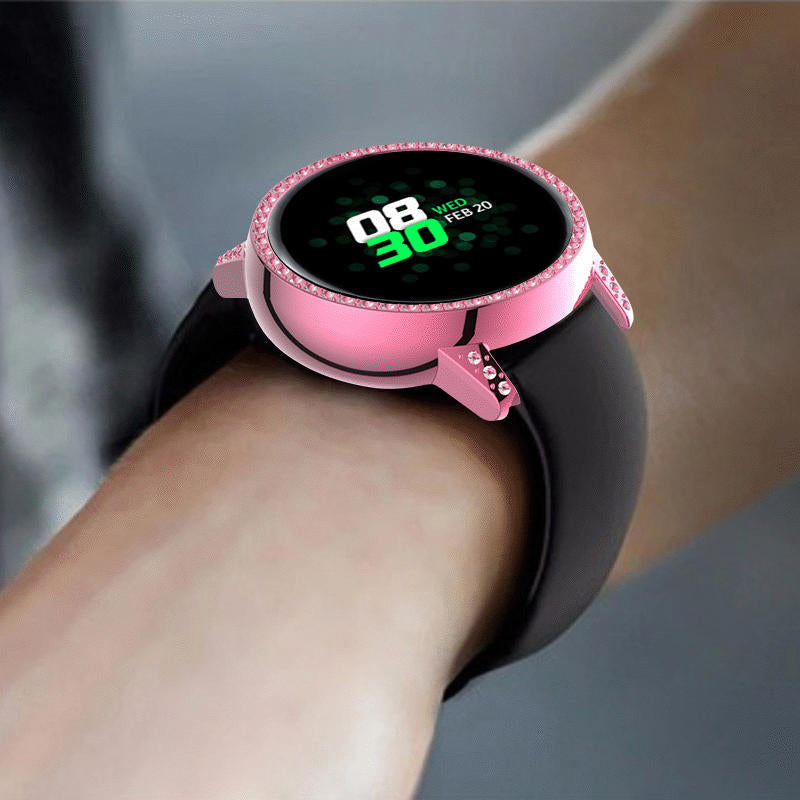 PC Bling Crystal Rhinestone Watch Case Protector For Samsung Galaxy Watch Active 40mm-Pink