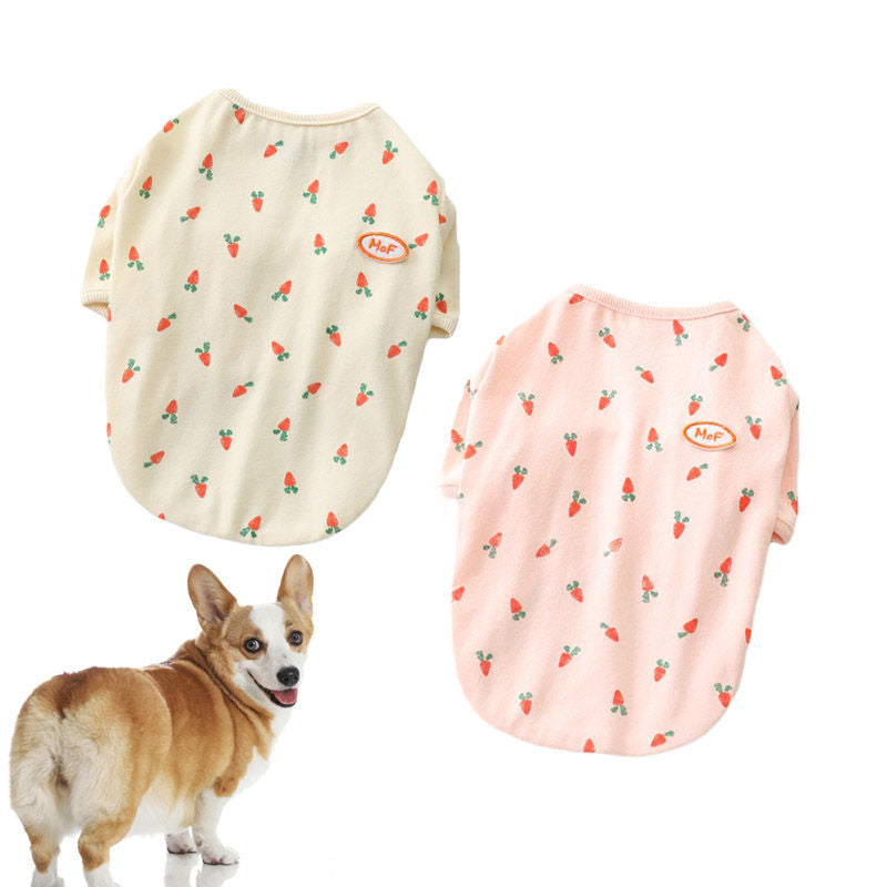 2 Pcs Pet Shirts Carrot Printed Winter Cotton Stretchy Tee for Small Dog