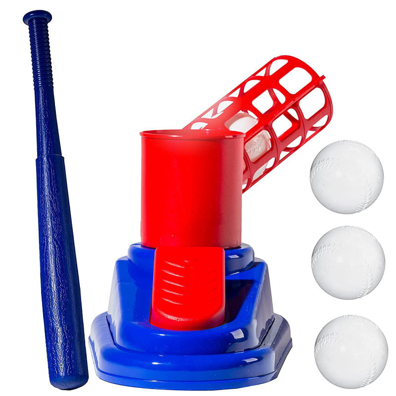 Kids Baseball Pitching Machine with Youth Bat and 3 Plastic Baseballs