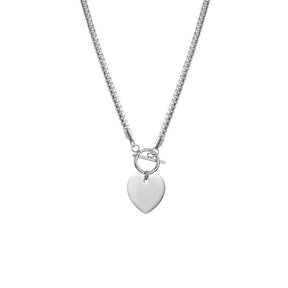 Heart Pendant Necklace Bracelet Earrings 3 Piece Set-Silver