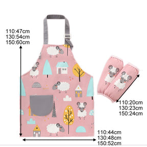 Kids Cartoon Animal Pattern Painting Waterproof Apron Set-Sheep