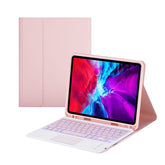 Keyboard Case For iPad 10th(2022)10.9 with 7 Color Backlit Wireless Keyboard Touchpad Pen Slot-Pink