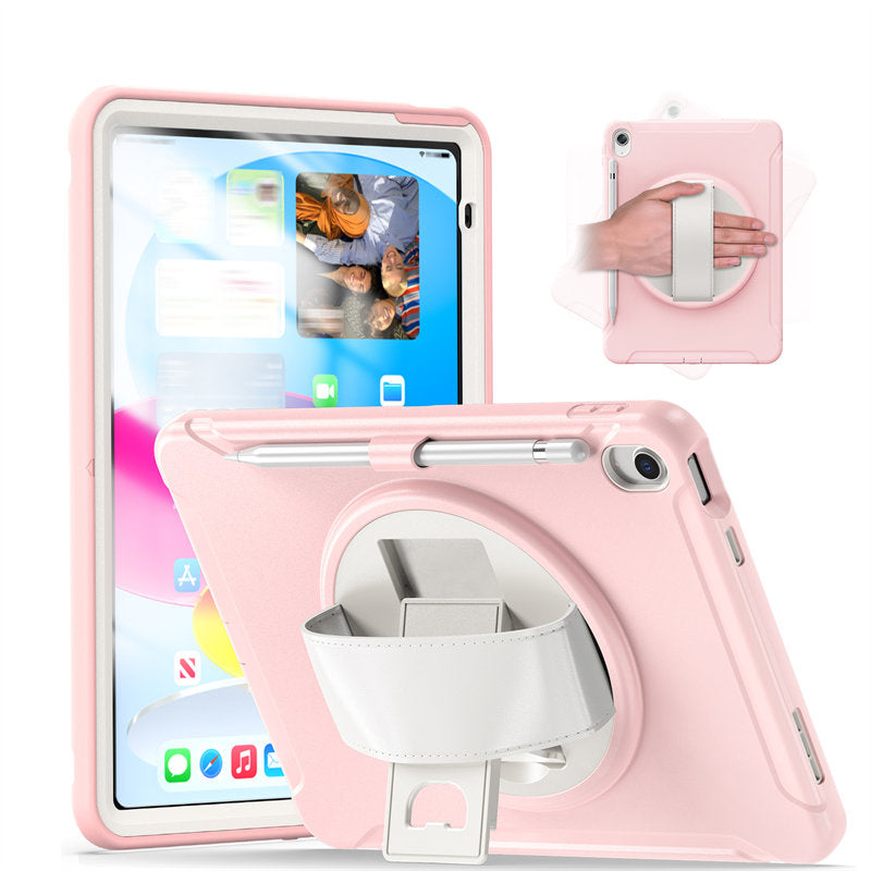 Tablet Case For iPad 10th with 360¡ã Kickstand/Hand Strap Shockproof-Pink