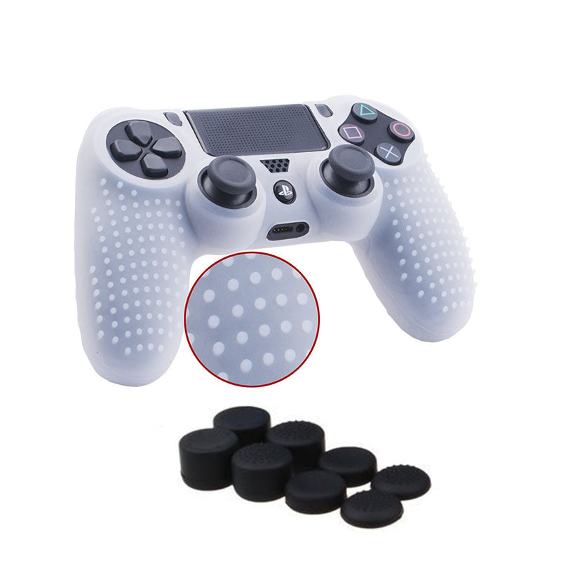 Studded Silicone Cover with 8 Thumb Grips for PS4/slim/Pro Controller-White