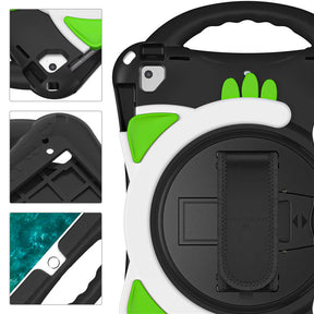 CatA iPad Silicone Case For iPad Pro 9.7 inch Air1/2 Built-in Handle Stand With a Strap-Black Green