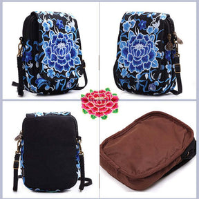 Embroidered Cute Mini Crossbody Bag for Women Small Cell-phone Pouch Coin Purse-B
