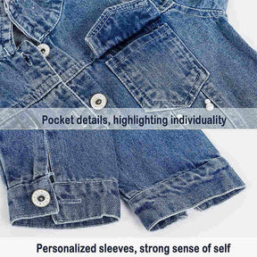 3-9T Little Girls Embroidered Denim Jacket Button Down Long Sleeve Denim Coat-Butterfly