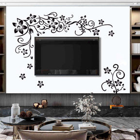 Removable Vinyl Black Flower Vines Wall Sticker Home Art Decor Murals