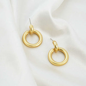 Trendy Circle Drop Earrings Polished Hoop Stud Earrings for Womens