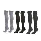 3Packs Women Extra Long High Socks Knit Warmers Thick Tall Long Boot Stockings Leg-BlackGrayDarkGray