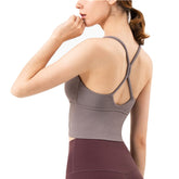 Longline Sports Bras Padded Comfortable Fitness Crop Tank Tops-Lunar Rock