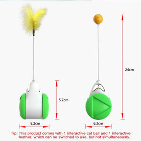 Cat Balance Swing Car Toy with Catnip Ball Feather Stick Interactive Pet Toys-Green