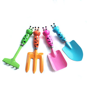 4 Pcs Kids Gardening Tools Set Mini Safe Toy Gardening Tools for Soil Planting Digging Transplanting