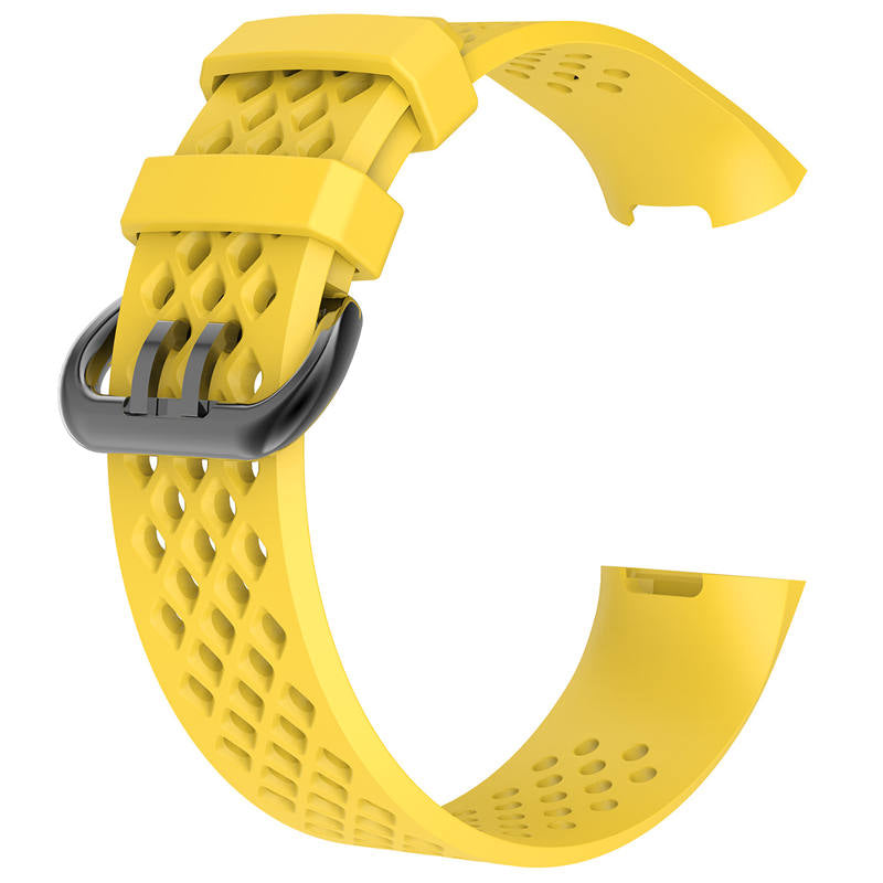 Watch Band for Fitbit Charge 3 Waterproof Band with Breathable Holes for Women Men-Yellow