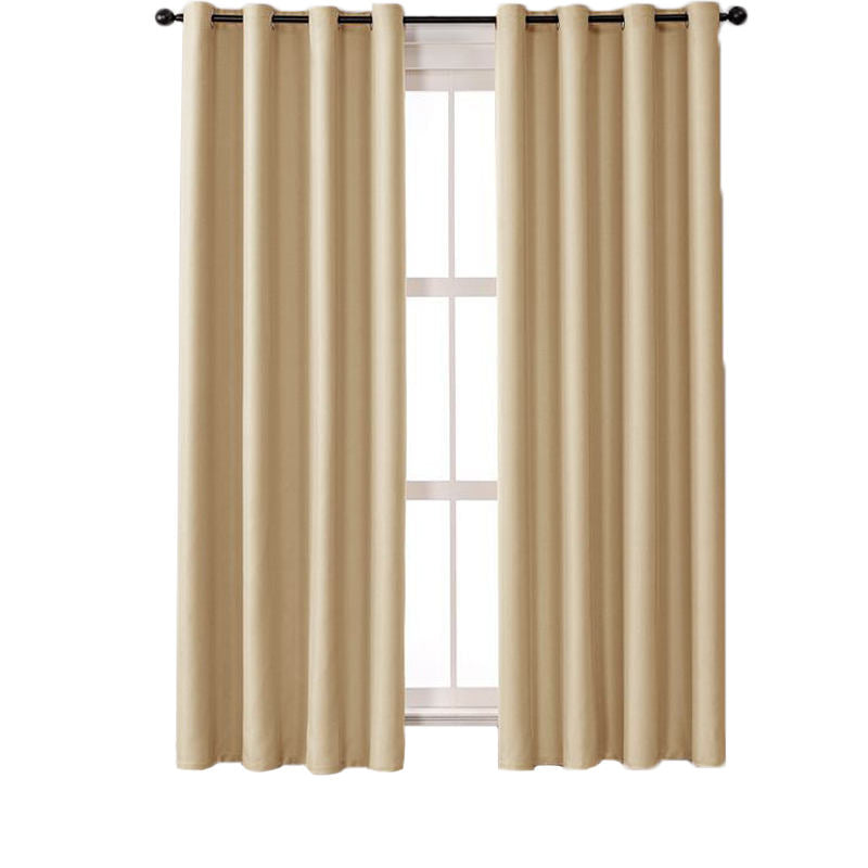 2 Panels Solid Color Blackout Curtains for Living Room-Yellow