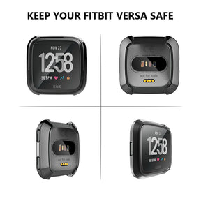 For Fitbit Versa Electroplated TPU Watch Case -Black