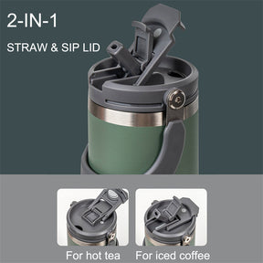 Portable Car Tumbler Cup with Lid and Straw Vacuum Insulated Water Bottle-Black