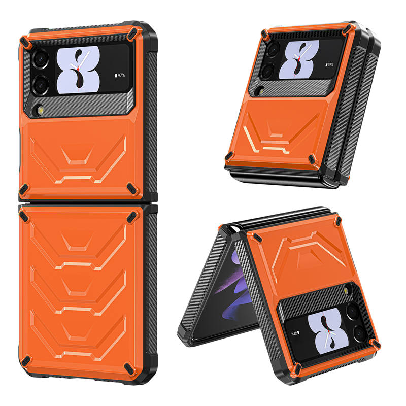 6.7inch Armored Full-Body Rugged Protection Case for Samsung Galaxy Z Flip 3-Orange