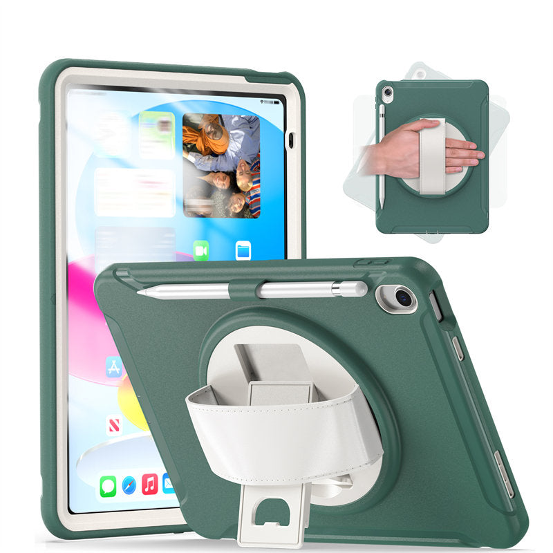 Tablet Case For iPad 10th with 360¡ã Kickstand/Hand Strap Shockproof-JadeGreen